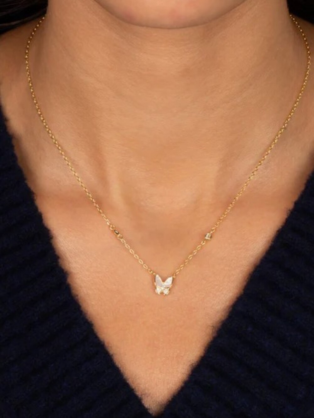 Adina Eden Gold Butterfly Pendant Necklace w/Matching Hoop Earrings ✨🩷